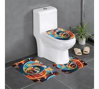 Anti-Slip Floor Mat Set of 3 MJHKXLJ Colorful Spiral Staircase Prints U-Shaped Toilet Floor Mat, Tightly Attached, Absorbent & Durable, Thick & Comfortable