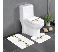Anti-Slip Floor Mat Set of 3 MJHKXLJ Insect Moth Prints U-Shaped Toilet Floor Mat, Tightly Attached, Absorbent & Durable, Thick & Comfortable