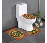 Anti-Slip Floor Mat Set of 3 MJHKXLJ Mexican Salsa Symbols Prints U-Shaped Toilet Floor Mat, Tightly Attached, Absorbent & Durable, Thick & Comfortable