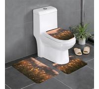 Anti-Slip Floor Mat Set of 3 MJHKXLJ Morning Dew Prints U-Shaped Toilet Floor Mat, Tightly Attached, Absorbent & Durable, Thick & Comfortable