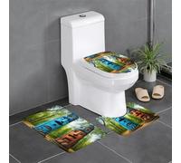 Anti-Slip Floor Mat Set of 3 MJHKXLJ Mysterious Totems Prints U-Shaped Toilet Floor Mat, Tightly Attached, Absorbent & Durable, Thick & Comfortable