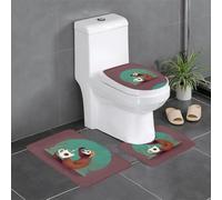 Anti-Slip Floor Mat Set of 3 MJHKXLJ Yoga Sloth Coffee Prints U-Shaped Toilet Floor Mat, Tightly Attached, Absorbent & Durable, Thick & Comfortable