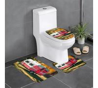 Anti-Slip Floor Mat Set of 3 MJHKXLJ You Make Me Happy Camper Trailer Prints U-Shaped Toilet Floor Mat, Tightly Attached, Absorbent & Durable, Thick & Comfortable