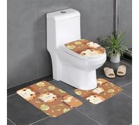 Anti-Slip Floor Mat Set of 3 MSRHIUEF Cute Guinea Pig Stamp U-Shaped Toilet Floor Mat, Tightly Attached, Absorbent & Durable, Thick & Comfortable