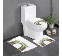 Anti-Slip Floor Mat Set of 3 MSRHIUEF Fairies Dancing on The Rainbow Stamp U-Shaped Toilet Floor Mat, Tightly Attached, Absorbent & Durable, Thick & Comfortable