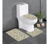 Anti-Slip Floor Mat Set of 3 MSRHIUEF Labyrinth Treasure Map Stamp U-Shaped Toilet Floor Mat, Tightly Attached, Absorbent & Durable, Thick & Comfortable