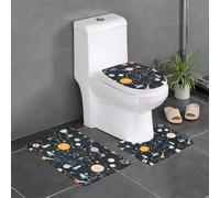Anti-Slip Floor Mat Set of 3 MSRHIUEF Physics Print Stamp U-Shaped Toilet Floor Mat, Tightly Attached, Absorbent & Durable, Thick & Comfortable