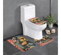 Anti-Slip Floor Mat Set of 3 MSRHIUEF The Old Hollywood Stamp U-Shaped Toilet Floor Mat, Tightly Attached, Absorbent & Durable, Thick & Comfortable