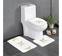Anti-Slip Floor Mat Set of 3 WHJSHOP Capital m Rendering Print Printing U-Shaped Toilet Floor Mat, Tightly Attached, Absorbent & Durable, Thick & Comfortable