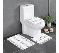 Anti-Slip Floor Mat Set of 3 WHJSHOP Elephants Fighting for The Apple Printing U-Shaped Toilet Floor Mat, Tightly Attached, Absorbent & Durable, Thick & Comfortable