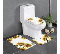 Anti-Slip Floor Mat Set of 3 WHJSHOP Facing The Sun Printing U-Shaped Toilet Floor Mat, Tightly Attached, Absorbent & Durable, Thick & Comfortable