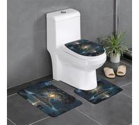 Anti-Slip Floor Mat Set of 3 YYHWHJDE Ancient Tree of Wisdom Pattern U-Shaped Toilet Floor Mat, Tightly Attached, Absorbent & Durable, Thick & Comfortable