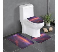 Anti-Slip Floor Mat Set of 3 YYHWHJDE Beautiful Over The City Pattern U-Shaped Toilet Floor Mat, Tightly Attached, Absorbent & Durable, Thick & Comfortable