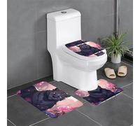 Anti-Slip Floor Mat Set of 3 YYHWHJDE Black Panther Pattern U-Shaped Toilet Floor Mat, Tightly Attached, Absorbent & Durable, Thick & Comfortable