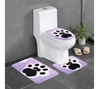 Anti-Slip Floor Mat Set of 3 YYHWHJDE Cat's Claws in The Snow Pattern U-Shaped Toilet Floor Mat, Tightly Attached, Absorbent & Durable, Thick & Comfortable