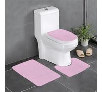 Anti-Slip Floor Mat Set of 3 YYHWHJDE Cherry Blossom Pink Pattern U-Shaped Toilet Floor Mat, Tightly Attached, Absorbent & Durable, Thick & Comfortable