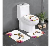 Anti-Slip Floor Mat Set of 3 YYHWHJDE Coral Bottom sea Turtle Pattern U-Shaped Toilet Floor Mat, Tightly Attached, Absorbent & Durable, Thick & Comfortable
