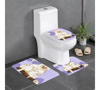 Anti-Slip Floor Mat Set of 3 YYHWHJDE Cute Golden Monkey Pattern U-Shaped Toilet Floor Mat, Tightly Attached, Absorbent & Durable, Thick & Comfortable