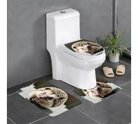 Anti-Slip Floor Mat Set of 3 YYHWHJDE Cute Hedgehog Pattern U-Shaped Toilet Floor Mat, Tightly Attached, Absorbent & Durable, Thick & Comfortable