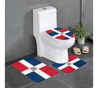 Anti-Slip Floor Mat Set of 3 YYHWHJDE Dominican Republic Pattern U-Shaped Toilet Floor Mat, Tightly Attached, Absorbent & Durable, Thick & Comfortable