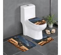Anti-Slip Floor Mat Set of 3 YYHWHJDE Elk in The Meadow Pattern U-Shaped Toilet Floor Mat, Tightly Attached, Absorbent & Durable, Thick & Comfortable
