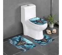 Anti-Slip Floor Mat Set of 3 YYHWHJDE Flying Dragon Pattern U-Shaped Toilet Floor Mat, Tightly Attached, Absorbent & Durable, Thick & Comfortable