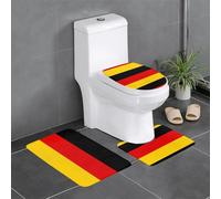 Anti-Slip Floor Mat Set of 3 YYHWHJDE German Flag Pattern U-Shaped Toilet Floor Mat, Tightly Attached, Absorbent & Durable, Thick & Comfortable
