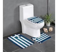 Anti-Slip Floor Mat Set of 3 YYHWHJDE Greek Flag Pattern U-Shaped Toilet Floor Mat, Tightly Attached, Absorbent & Durable, Thick & Comfortable
