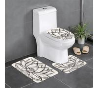 Anti-Slip Floor Mat Set of 3 YYHWHJDE Lotus Flower Namaste Pattern U-Shaped Toilet Floor Mat, Tightly Attached, Absorbent & Durable, Thick & Comfortable
