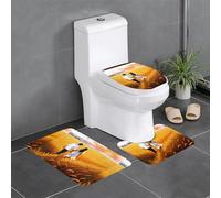 Anti-Slip Floor Mat Set of 3 YYHWHJDE Love in The Wheat Field Pattern U-Shaped Toilet Floor Mat, Tightly Attached, Absorbent & Durable, Thick & Comfortable