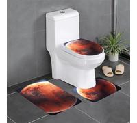 Anti-Slip Floor Mat Set of 3 YYHWHJDE Mars Planet Pattern U-Shaped Toilet Floor Mat, Tightly Attached, Absorbent & Durable, Thick & Comfortable