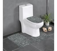Anti-Slip Floor Mat Set of 3 YYHWHJDE Math Geometry Geek Calculus Pattern U-Shaped Toilet Floor Mat, Tightly Attached, Absorbent & Durable, Thick & Comfortable