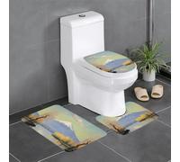 Anti-Slip Floor Mat Set of 3 YYHWHJDE Mt. Fuji in The Distance Pattern U-Shaped Toilet Floor Mat, Tightly Attached, Absorbent & Durable, Thick & Comfortable