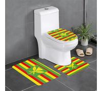 Anti-Slip Floor Mat Set of 3 YYHWHJDE Native Hawaiian Flag Pattern U-Shaped Toilet Floor Mat, Tightly Attached, Absorbent & Durable, Thick & Comfortable