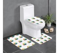 Anti-Slip Floor Mat Set of 3 YYHWHJDE Planet Made of Building Blocks Pattern U-Shaped Toilet Floor Mat, Tightly Attached, Absorbent & Durable, Thick & Comfortable