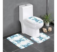 Anti-Slip Floor Mat Set of 3 YYHWHJDE Plush Elephant Doll Pattern U-Shaped Toilet Floor Mat, Tightly Attached, Absorbent & Durable, Thick & Comfortable
