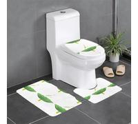 Anti-Slip Floor Mat Set of 3 YYHWHJDE Praying Mantis on Lotus Leaf Pattern U-Shaped Toilet Floor Mat, Tightly Attached, Absorbent & Durable, Thick & Comfortable