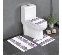 Anti-Slip Floor Mat Set of 3 YYHWHJDE Purple Morning Glory in The Fence Pattern U-Shaped Toilet Floor Mat, Tightly Attached, Absorbent & Durable, Thick & Comfortable