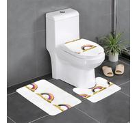 Anti-Slip Floor Mat Set of 3 YYHWHJDE Rainbow Butterfly Bridge Pattern U-Shaped Toilet Floor Mat, Tightly Attached, Absorbent & Durable, Thick & Comfortable