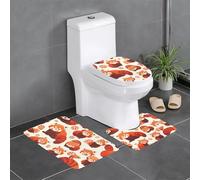 Anti-Slip Floor Mat Set of 3 YYHWHJDE red Panda Pattern U-Shaped Toilet Floor Mat, Tightly Attached, Absorbent & Durable, Thick & Comfortable