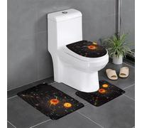 Anti-Slip Floor Mat Set of 3 YYHWHJDE Solar System Pattern U-Shaped Toilet Floor Mat, Tightly Attached, Absorbent & Durable, Thick & Comfortable