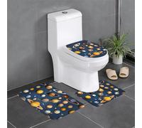 Anti-Slip Floor Mat Set of 3 YYHWHJDE Solar System Planets Pattern U-Shaped Toilet Floor Mat, Tightly Attached, Absorbent & Durable, Thick & Comfortable