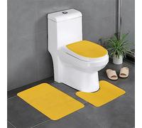 Anti-Slip Floor Mat Set of 3 YYHWHJDE Solid Color Gold Pattern U-Shaped Toilet Floor Mat, Tightly Attached, Absorbent & Durable, Thick & Comfortable