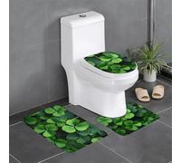 Anti-Slip Floor Mat Set of 3 YYHWHJDE St Patricks Day Leaves Pattern U-Shaped Toilet Floor Mat, Tightly Attached, Absorbent & Durable, Thick & Comfortable