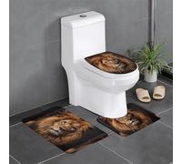 Anti-Slip Floor Mat Set of 3 YYHWHJDE The Lion's Gaze Pattern U-Shaped Toilet Floor Mat, Tightly Attached, Absorbent & Durable, Thick & Comfortable