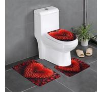 Anti-Slip Floor Mat Set of 3 YYHWHJDE Valentine's Day red Heart Flower Pattern U-Shaped Toilet Floor Mat, Tightly Attached, Absorbent & Durable, Thick & Comfortable