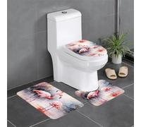 Anti-Slip Floor Mat Set of 3 YYHWHJDE Watercolor Flamingos Pattern U-Shaped Toilet Floor Mat, Tightly Attached, Absorbent & Durable, Thick & Comfortable