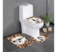 Anti-Slip Floor Mat Set of 3 YYHWHJDE Wine Cork Pattern U-Shaped Toilet Floor Mat, Tightly Attached, Absorbent & Durable, Thick & Comfortable