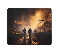 Anti-Slip Gaming Mouse Pad Firefighters Fighting Fires Printed Desktop Mouse Pad Suitable for Study and Gaming 7 x 8.6 in