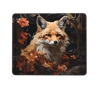 Anti-Slip Gaming Mouse Pad Fox and Flowers Printed Desktop Mouse Pad Suitable for Study and Gaming 7.9 x 9.5 in
